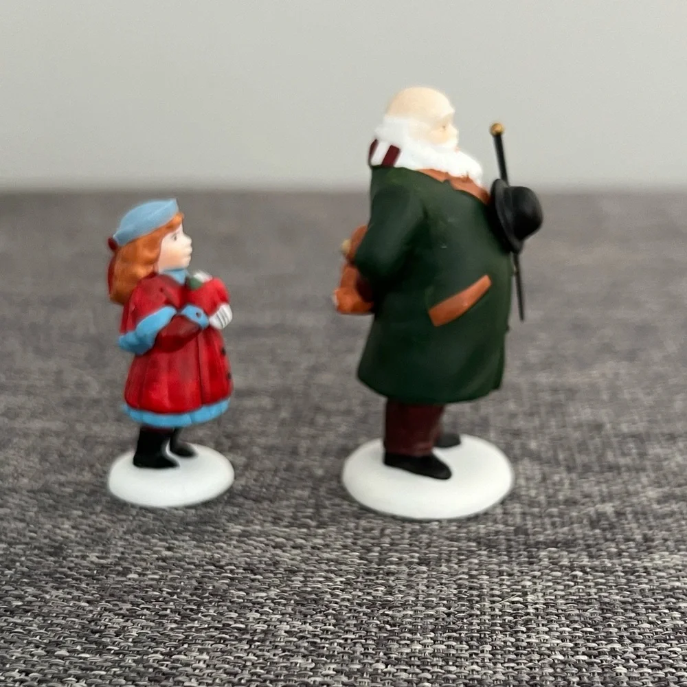 Department 56 Christmas Heritage Village Collection Figures Girl Santa Set of 2